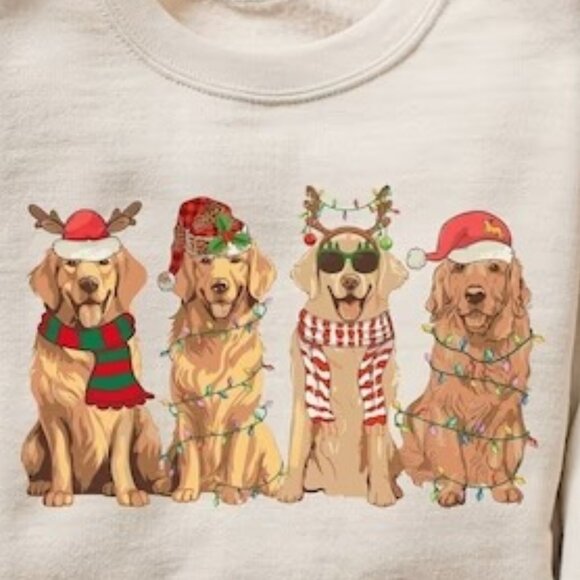 Golden Retriever Christmas Sweatshirt Dog Christmas Sweatshirt 90 - Picture 2 of 5